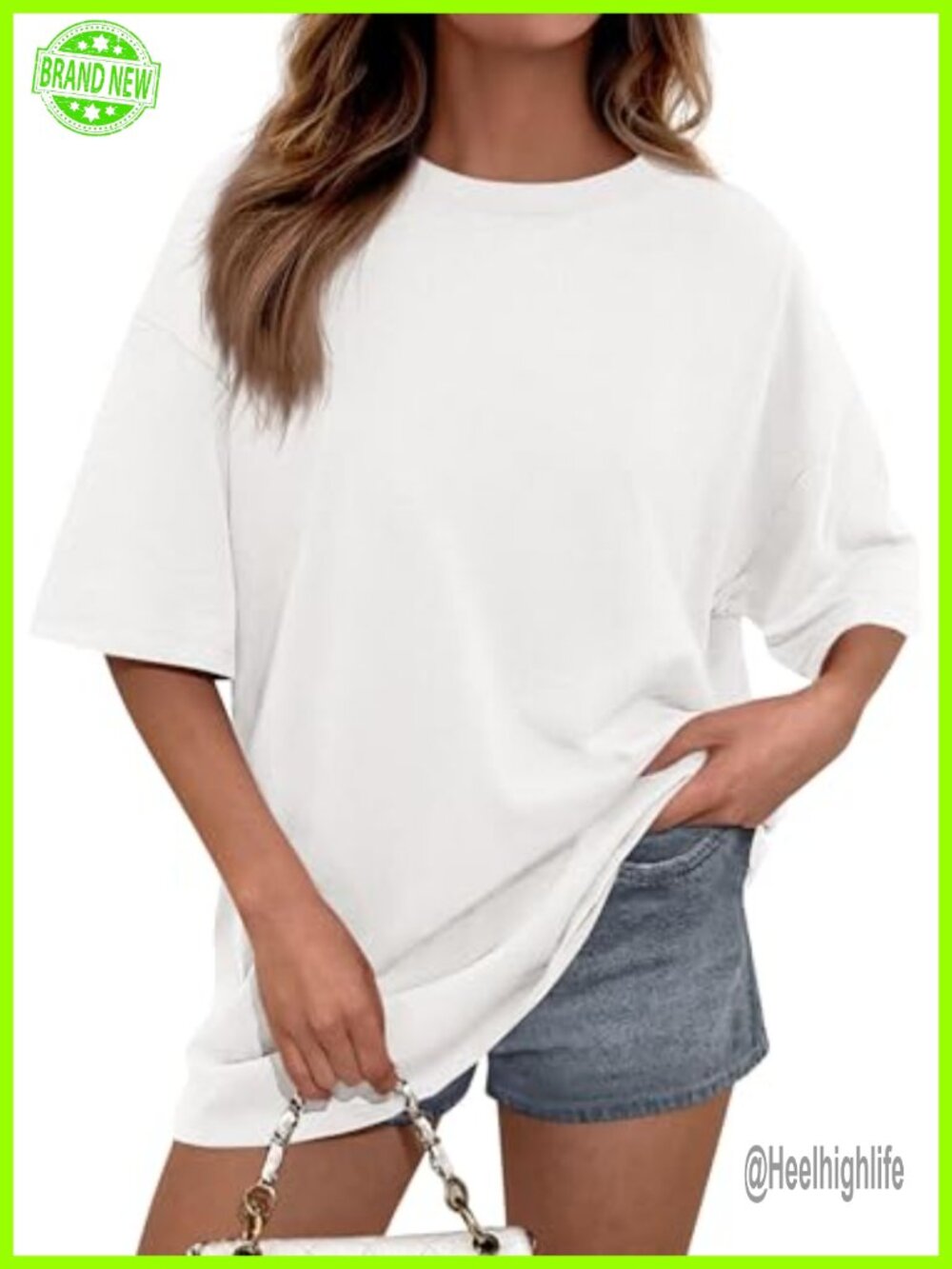 Women's Oversized Short Sleeve Cotton Blend Crewneck T-Shirt